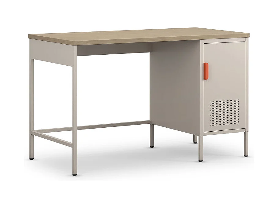 Adel - Bureau 1 porte en métal L120cm - Beige