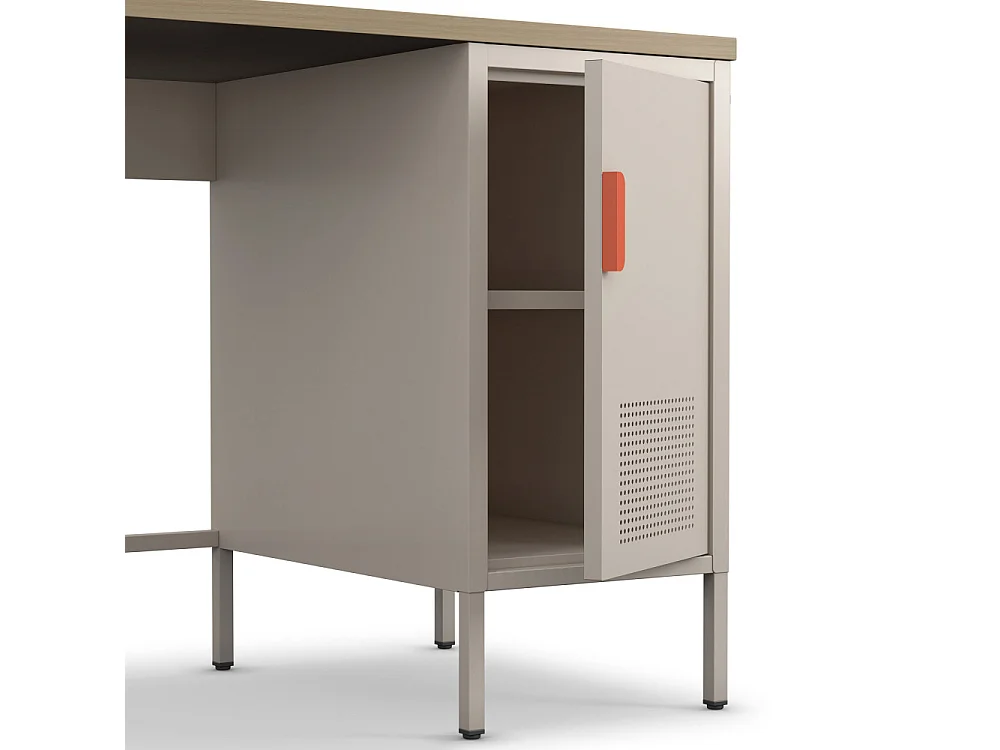 Adel - Bureau 1 porte en métal L120cm - Beige