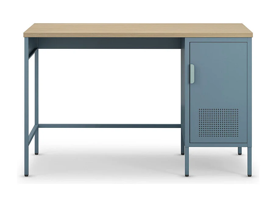 Adel - Bureau 1 porte en métal L120cm - Bleu glacier