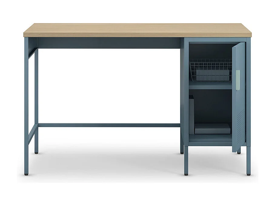 Adel - Bureau 1 porte en métal L120cm - Bleu glacier
