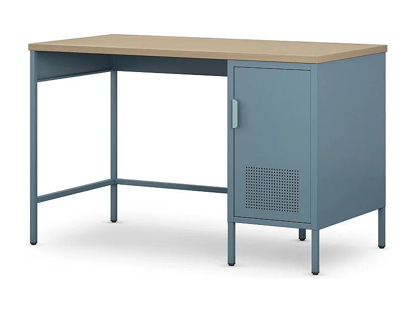 Adel - Bureau 1 porte en métal L120cm - Bleu glacier