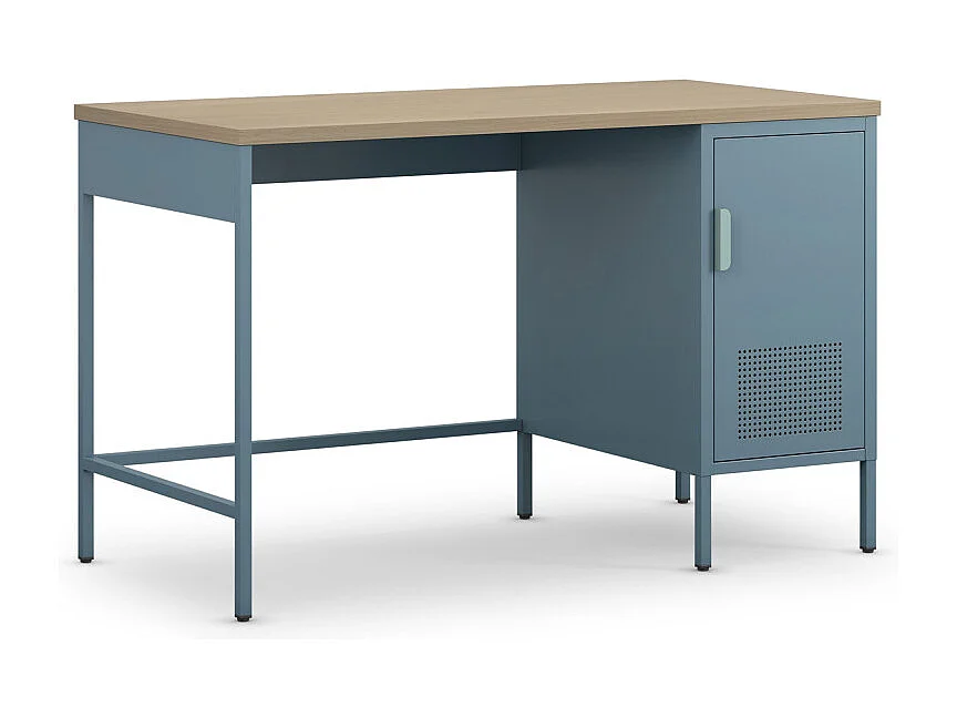 Adel - Bureau 1 porte en métal L120cm - Bleu glacier