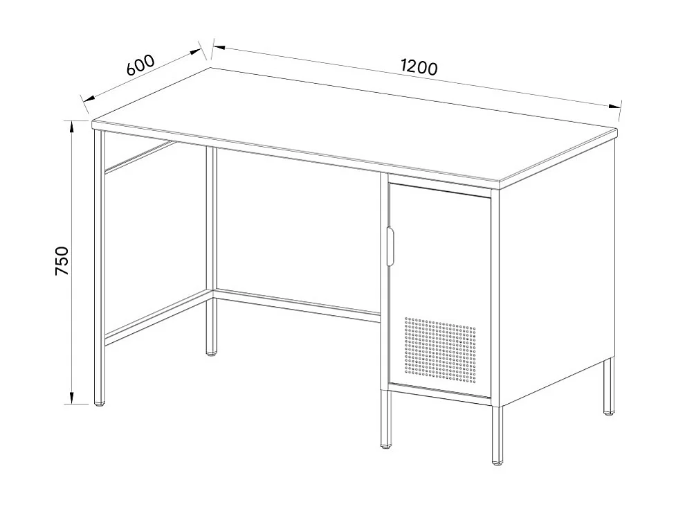Adel - Bureau 1 porte en métal L120cm - Bleu glacier