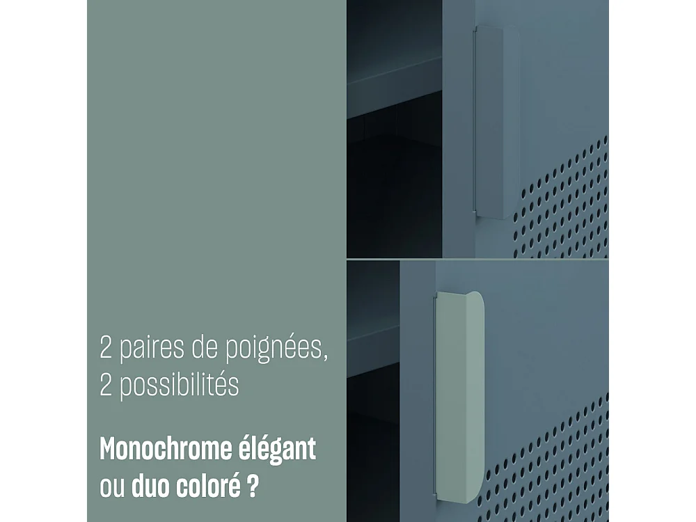 Adel - Bureau 1 porte en métal L120cm - Bleu glacier