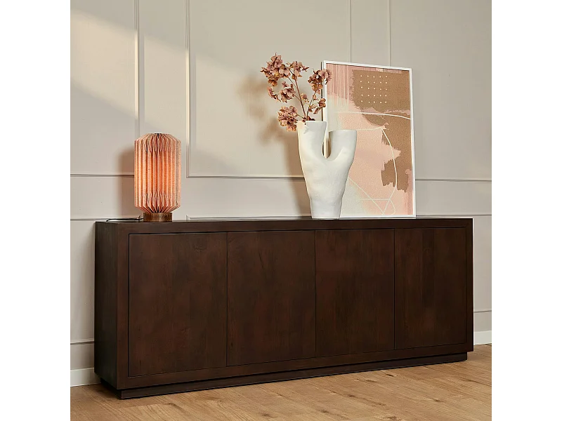 Buffet bois foncé 4 portes style minimaliste MONTARO