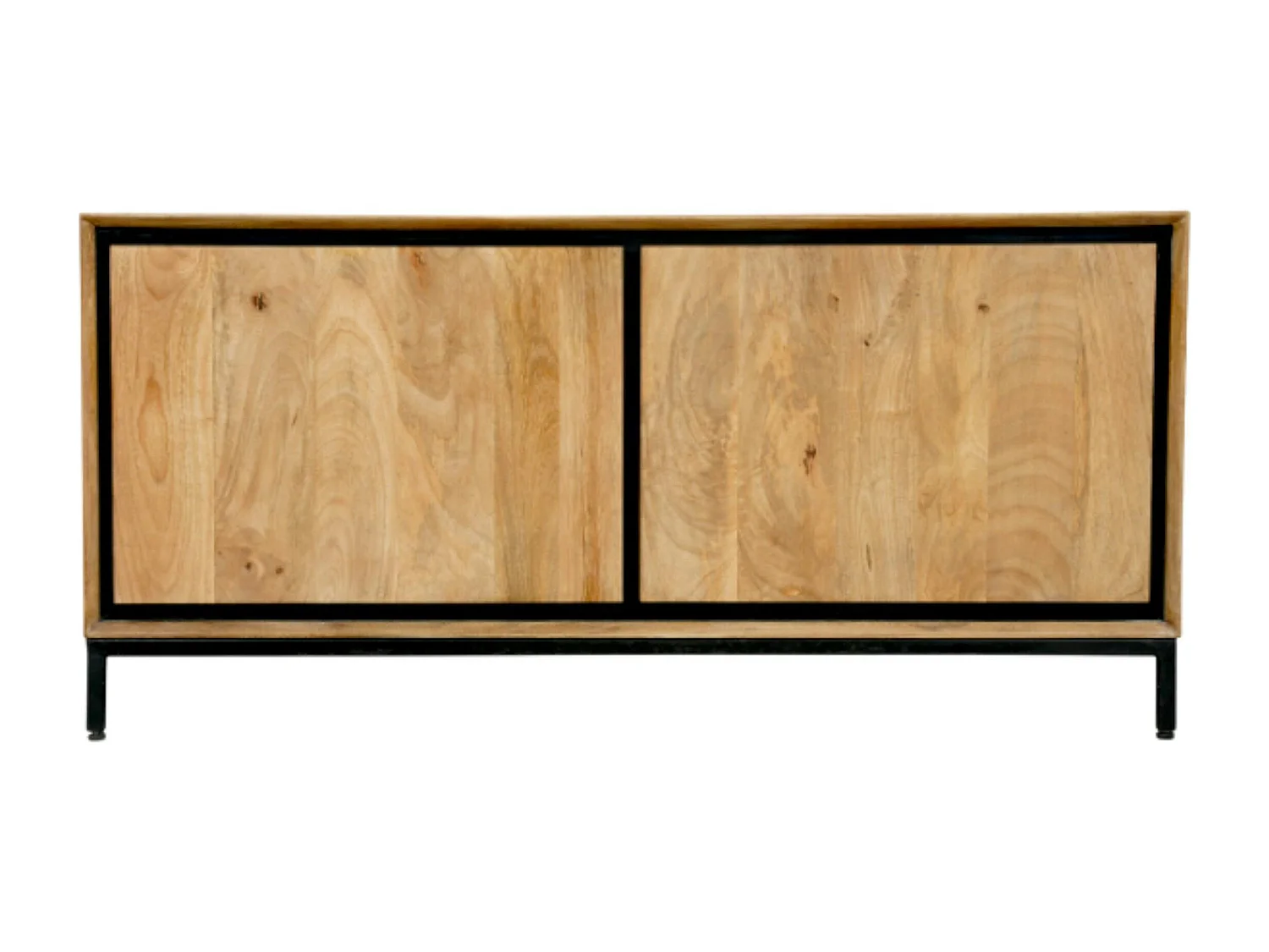 Petit meuble TV bois cadre noir 2 portes UVEA