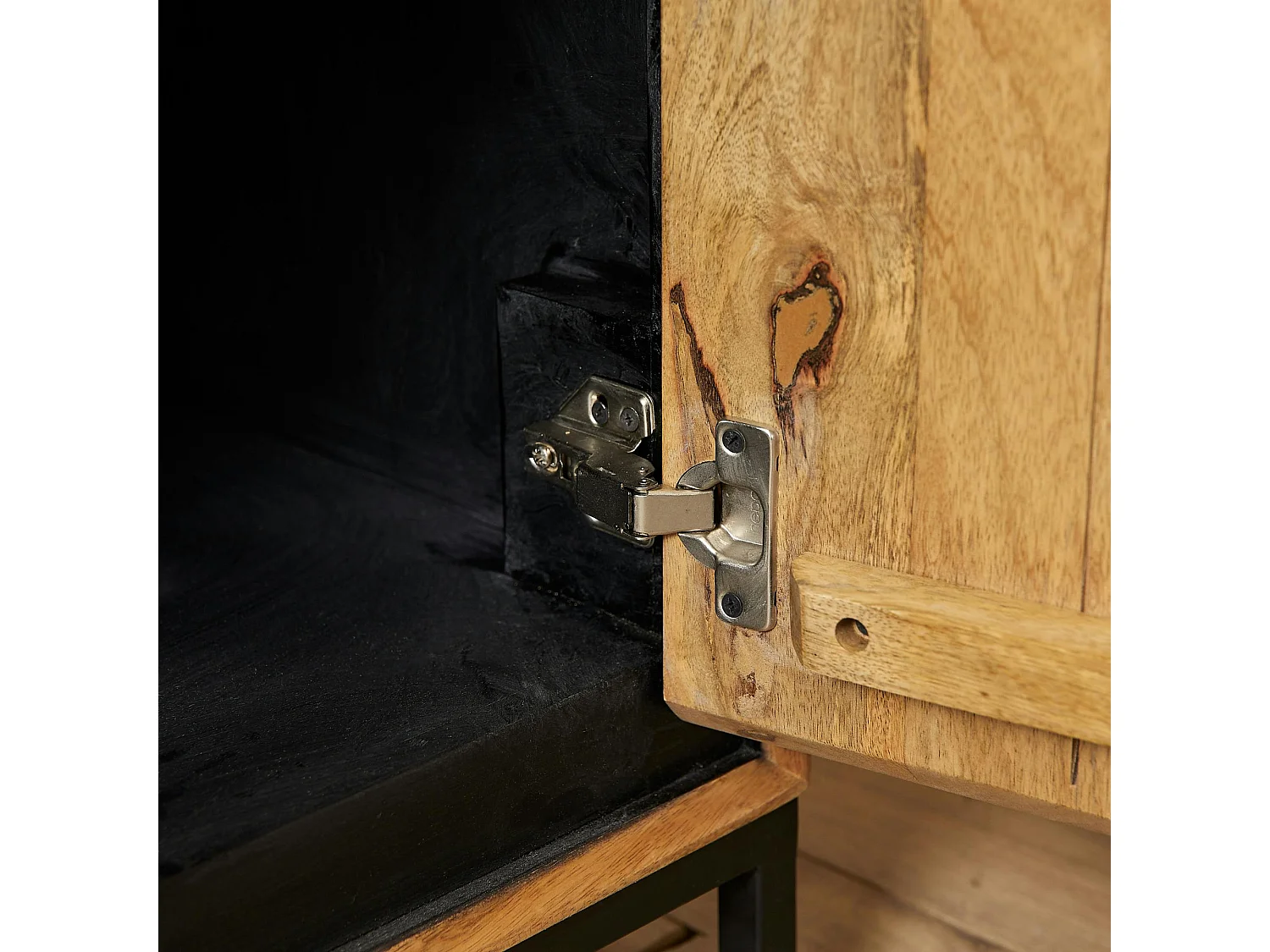 Petit meuble TV bois cadre noir 2 portes UVEA