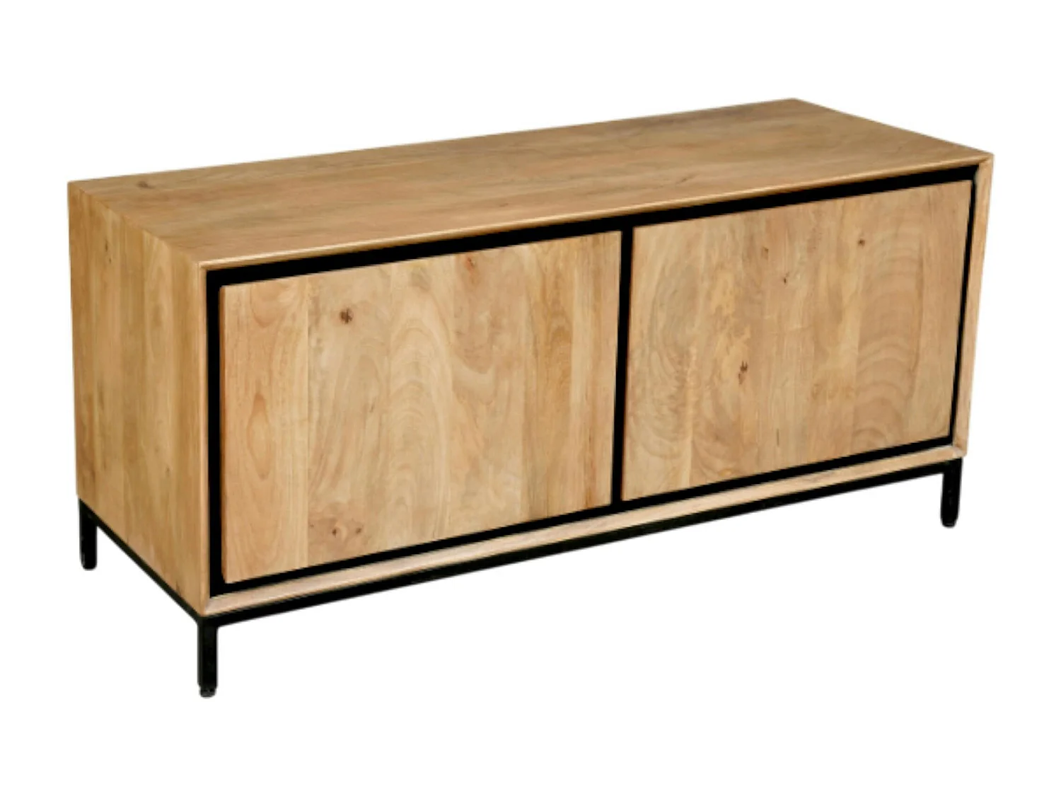 Petit meuble TV bois cadre noir 2 portes UVEA