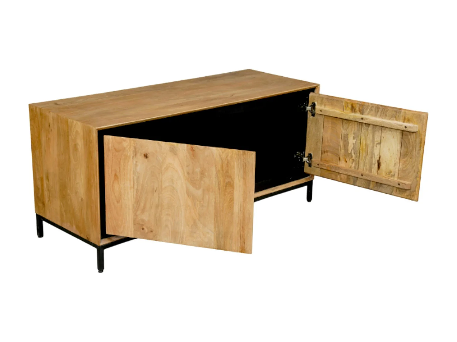 Petit meuble TV bois cadre noir 2 portes UVEA