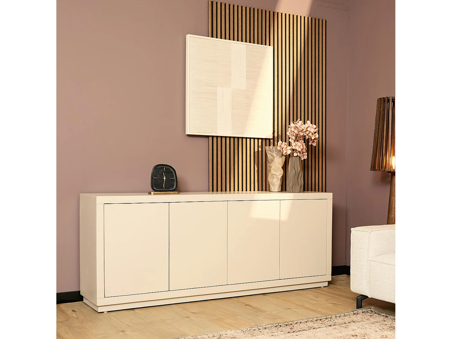 Buffet bois sable 4 portes style minimaliste MONTARO