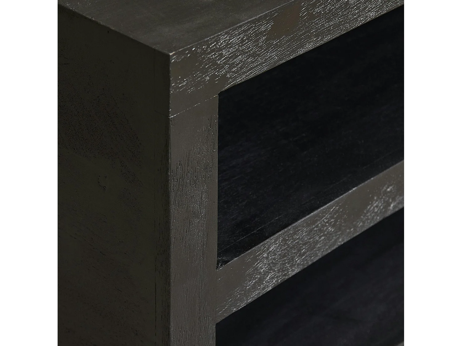 Table basse carrée bois noir avec rangement MONTARO