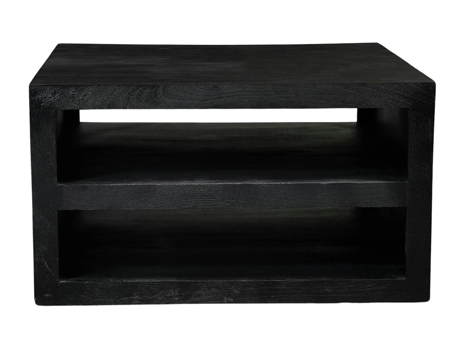Table basse carrée bois noir avec rangement MONTARO