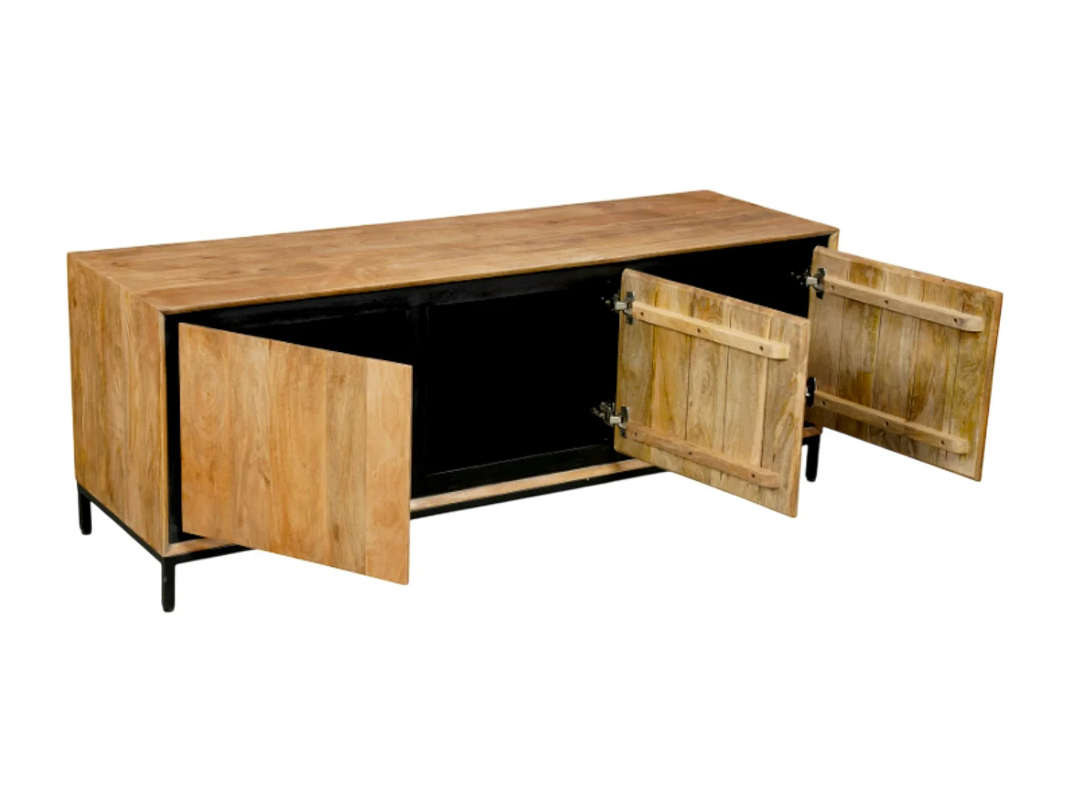 Meuble TV bois cadre noir 3 portes UVEA