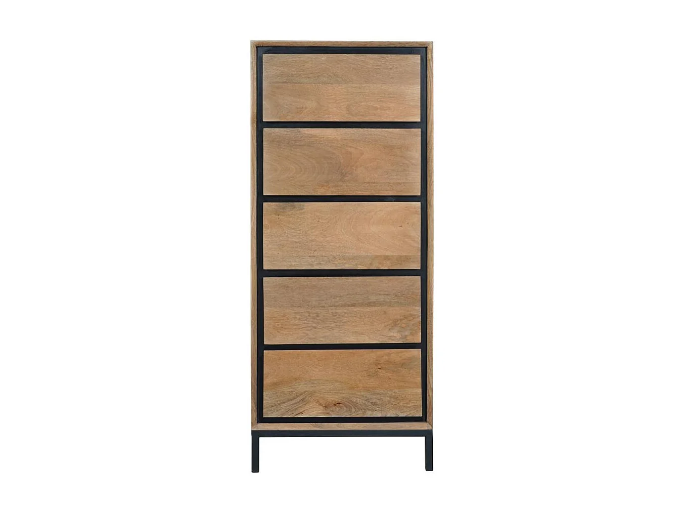 Commode étroite bois cadre noir 5 tiroirs UVEA