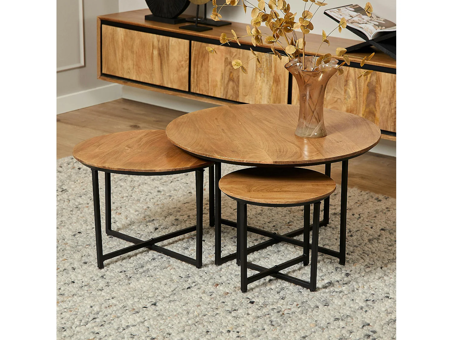 Table basse gigogne en bois (lot de 3) UVEA