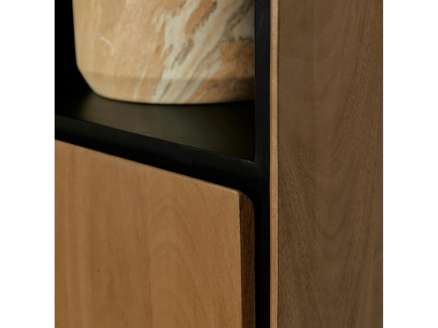 Colonne de rangement bois cadre noir 2 portes UVEA