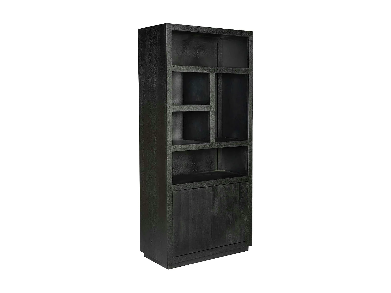 Bibliothèque haute bois noir 2 portes MONTARO