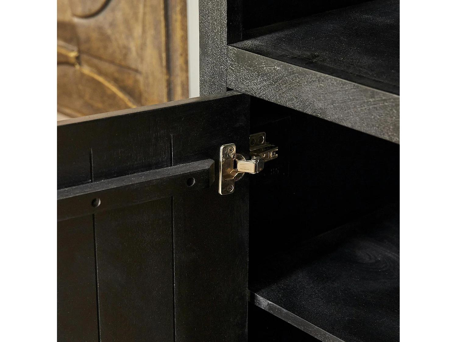 Bibliothèque haute bois noir 2 portes MONTARO