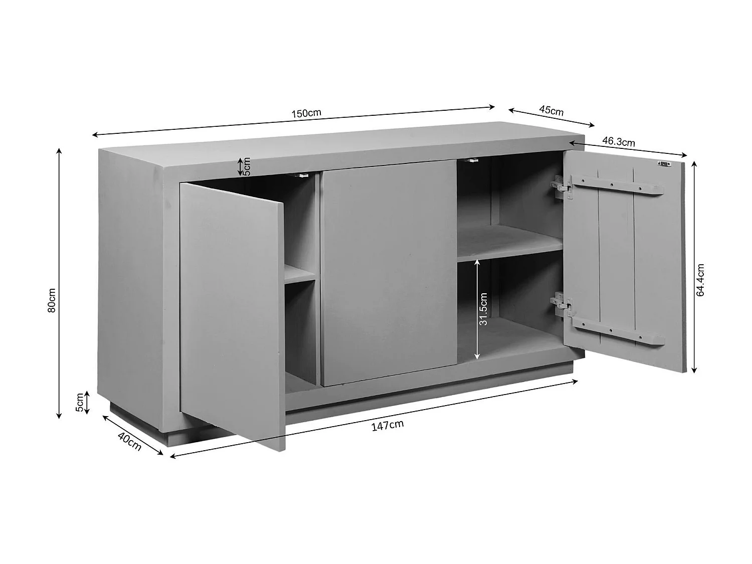 Buffet bois foncé 3 portes style minimaliste MONTARO