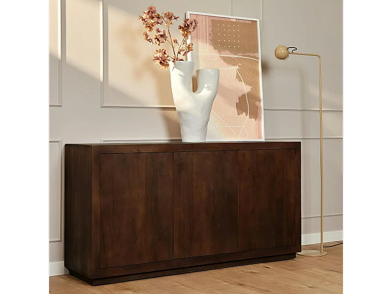 Buffet bois foncé 3 portes style minimaliste MONTARO