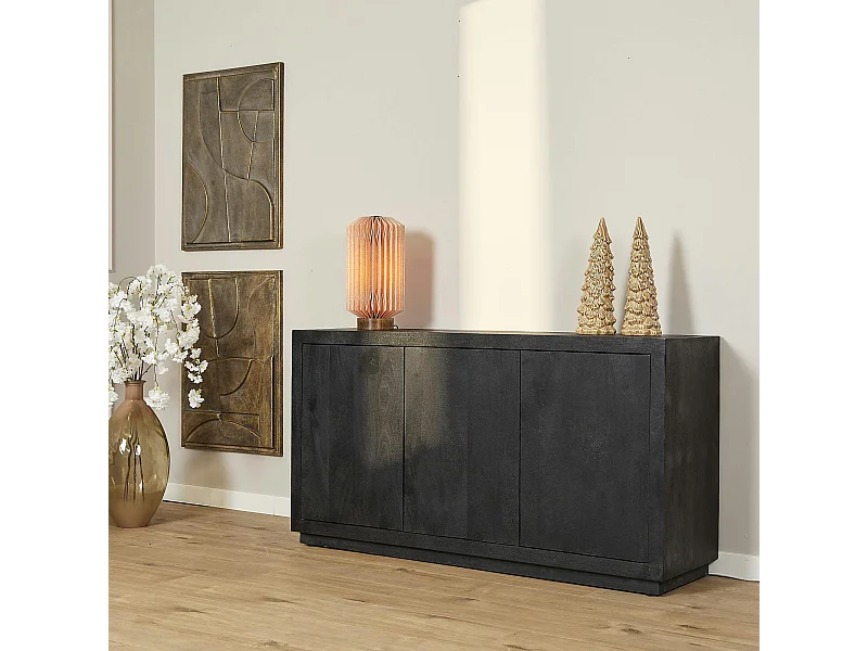 Buffet bois noir 3 portes style minimaliste MONTARO