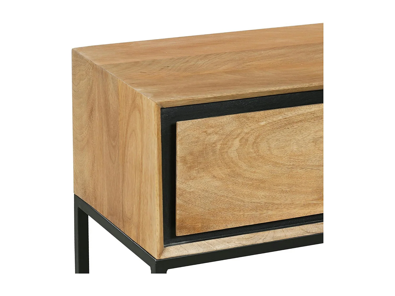 Grande console d'entrée bois cadre noir 3 tiroirs UVEA
