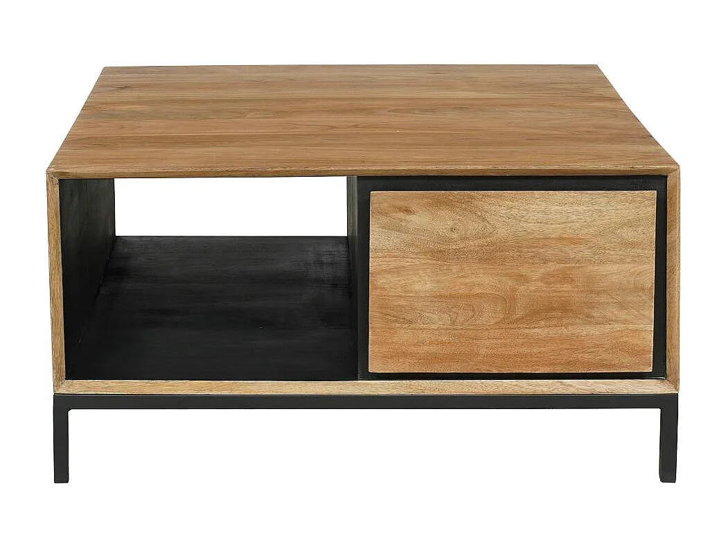 Table basse carrée bois cadre noir UVEA