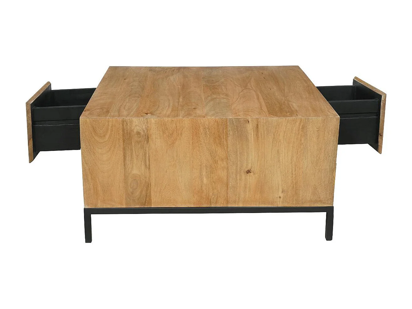 Table basse carrée bois cadre noir UVEA