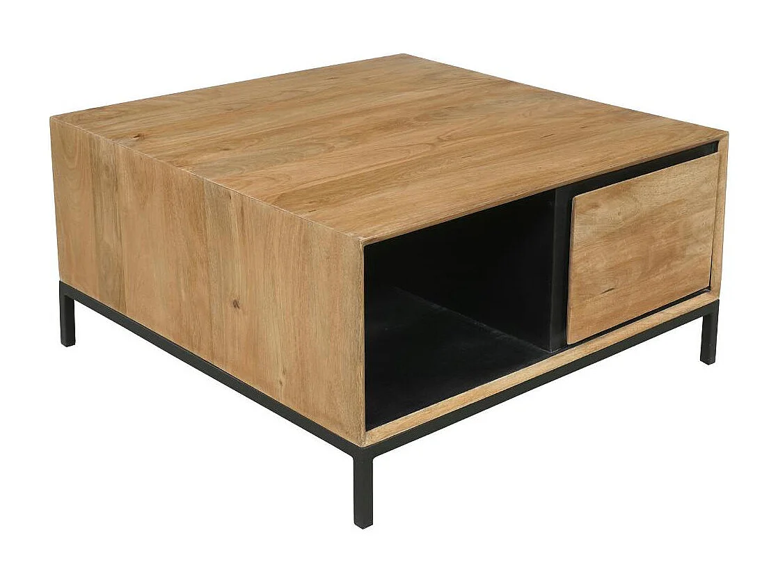 Table basse carrée bois cadre noir UVEA
