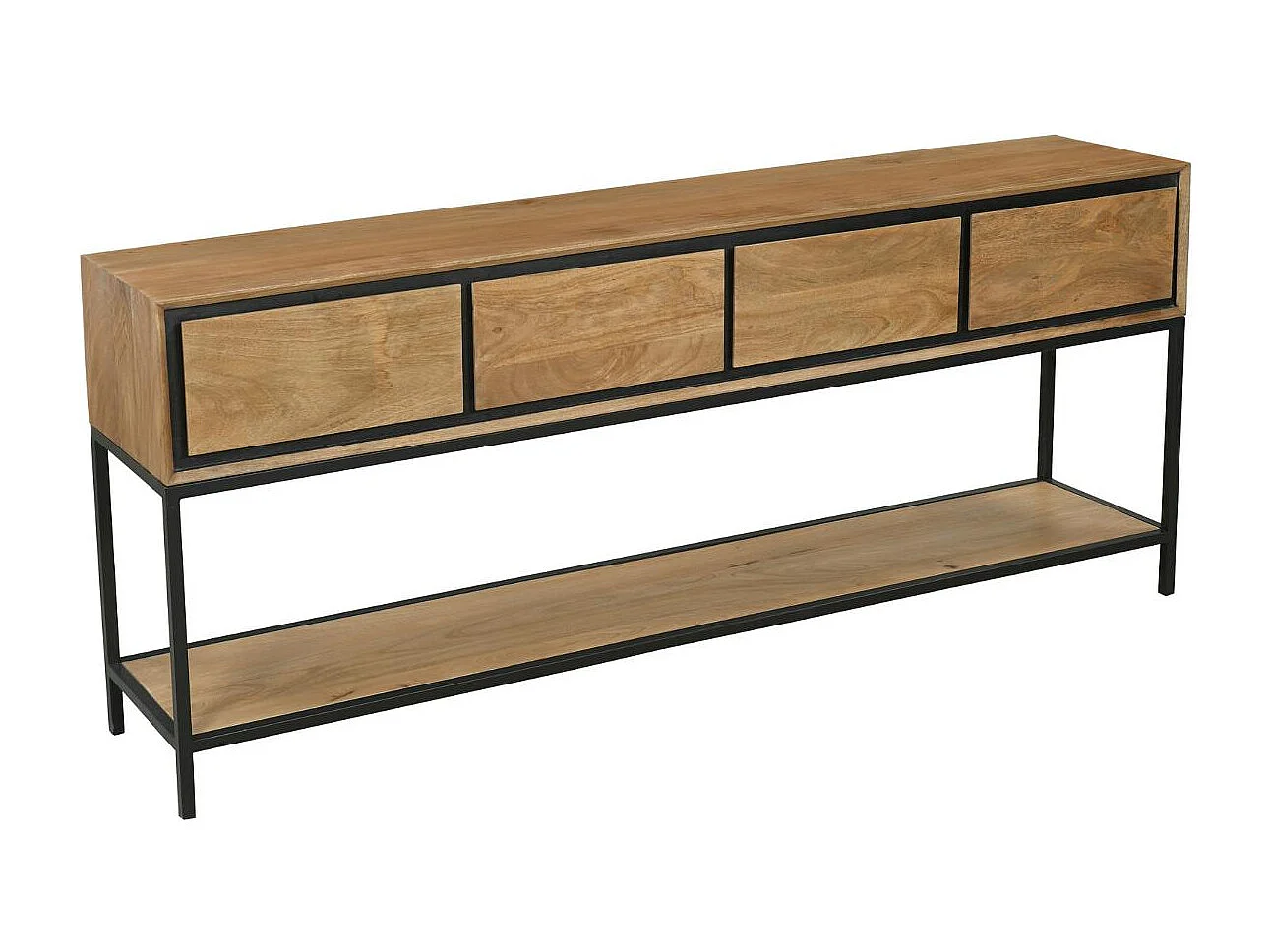 Grande console d'entrée bois cadre noir 180 cm UVEA