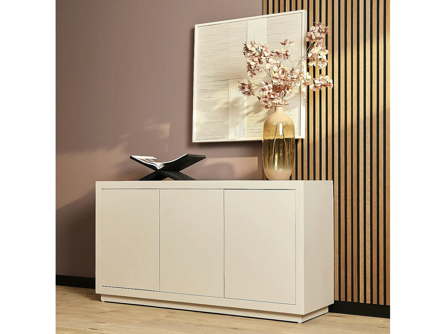 Buffet bois sable 3 portes style minimaliste MONTARO