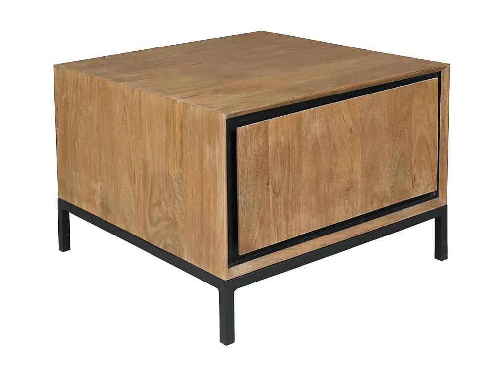 Petite table basse carrée bois cadre noir UVEA