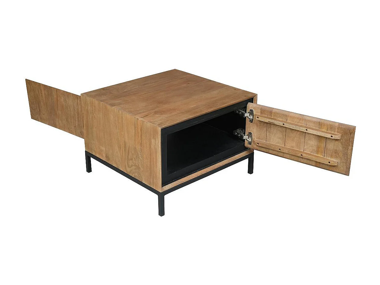 Petite table basse carrée bois cadre noir UVEA