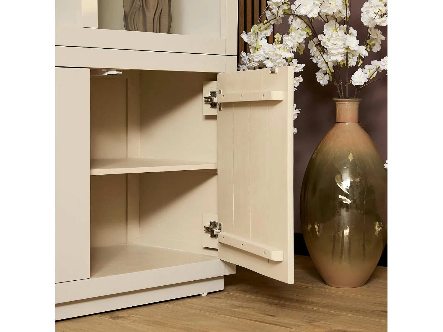 Grande bibliothèque bois sable style minimaliste MONTARO