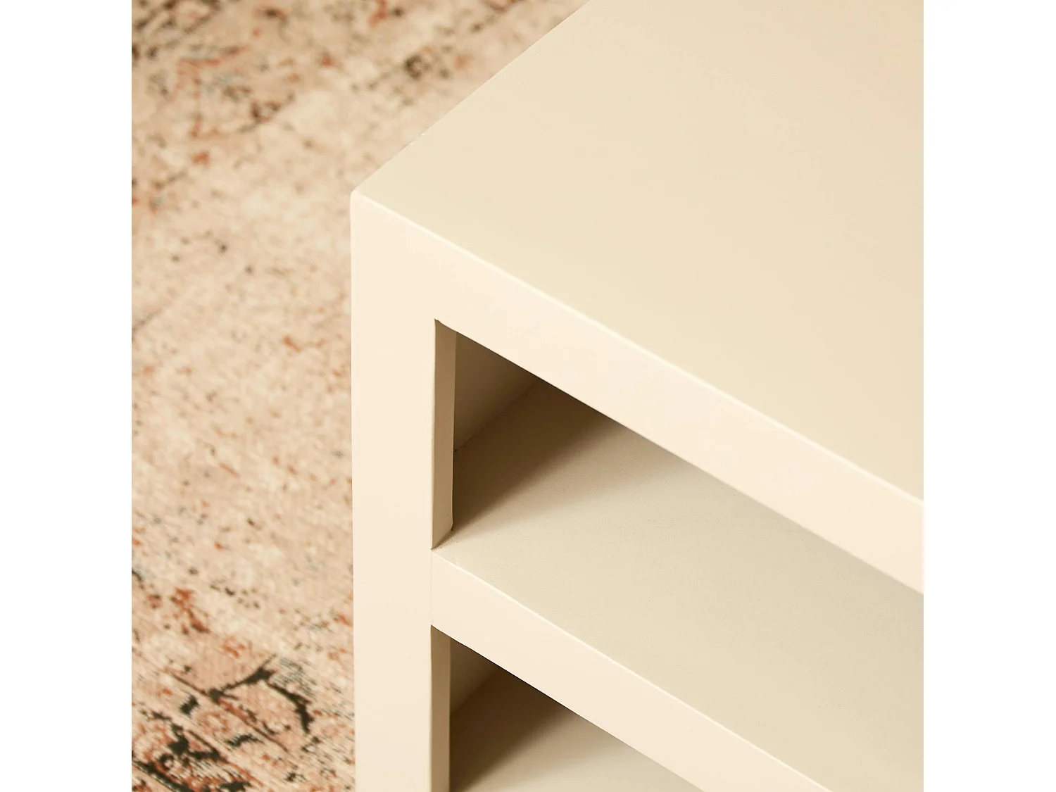 Table basse carrée bois sable avec rangement MONTARO