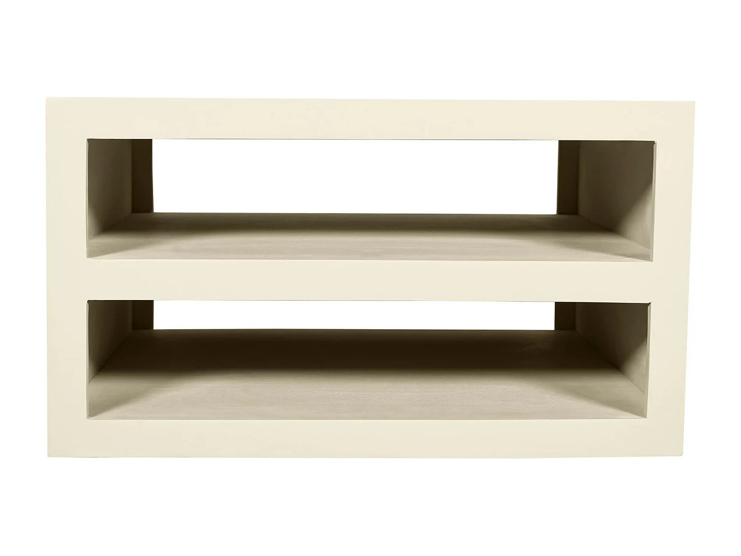 Table basse carrée bois sable avec rangement MONTARO