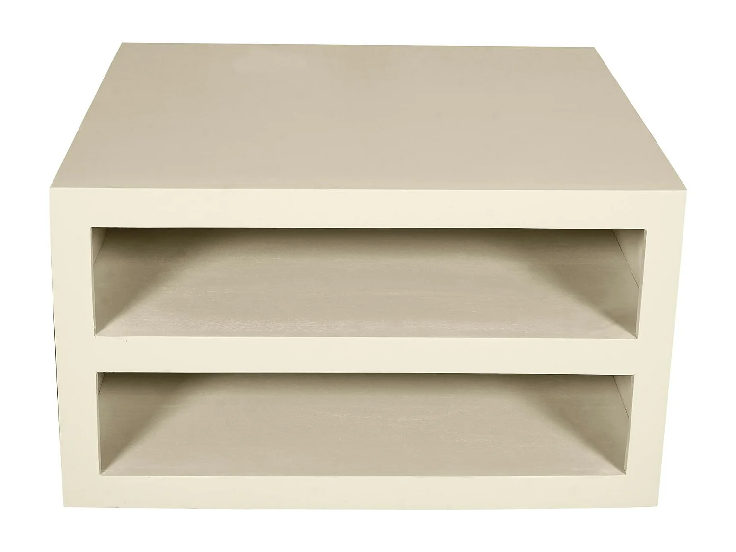 Table basse carrée bois sable avec rangement MONTARO