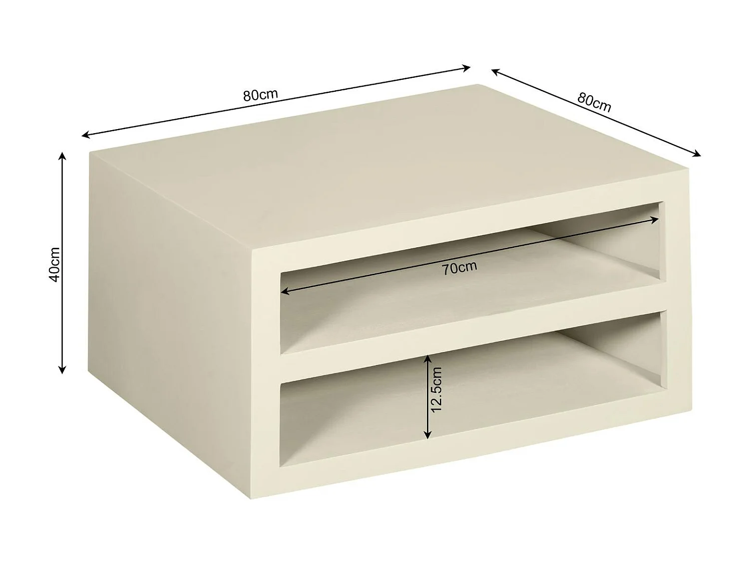 Table basse carrée bois sable avec rangement MONTARO