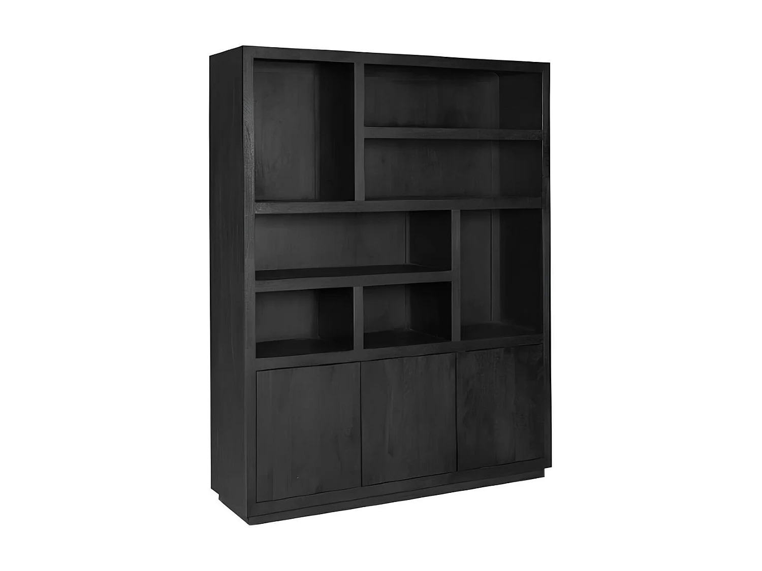 Grande bibliothèque bois noir style minimaliste MONTARO