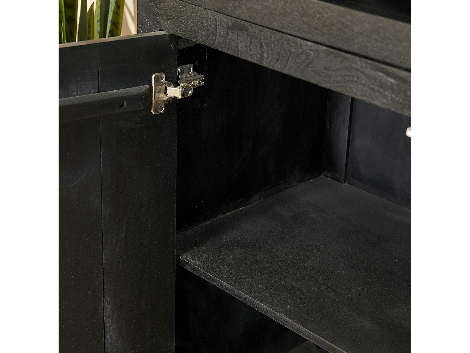 Grande bibliothèque bois noir style minimaliste MONTARO