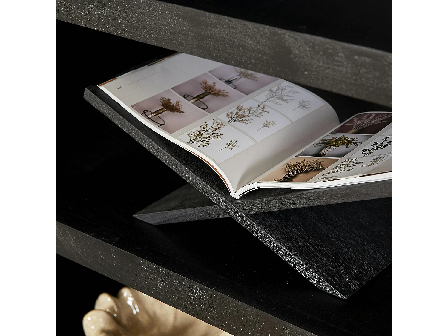 Grande bibliothèque bois noir style minimaliste MONTARO