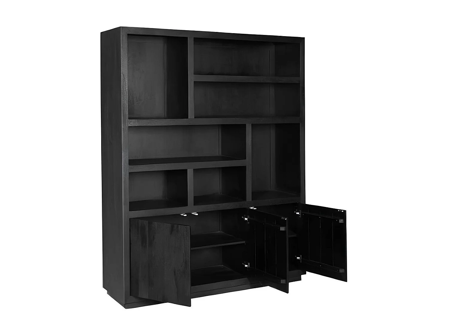 Grande bibliothèque bois noir style minimaliste MONTARO