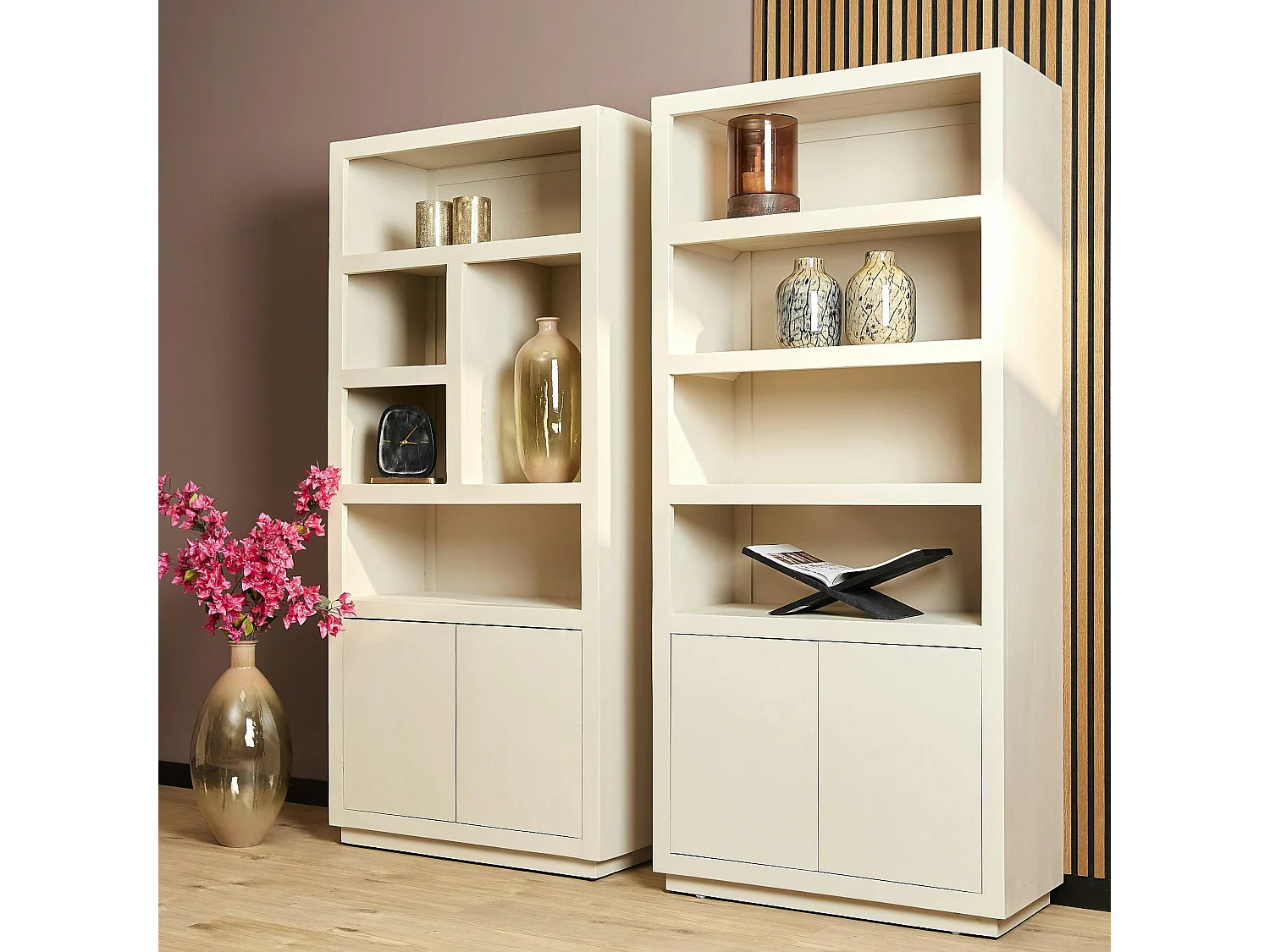 Bibliothèque haute bois sable 2 portes MONTARO