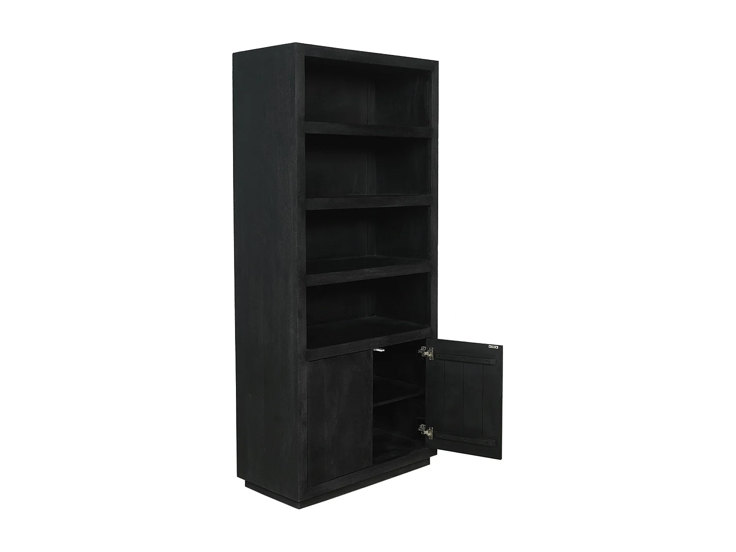 Bibliothèque salon bois noir MONTARO