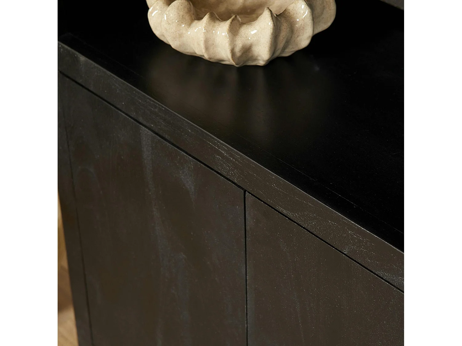 Bibliothèque salon bois noir MONTARO