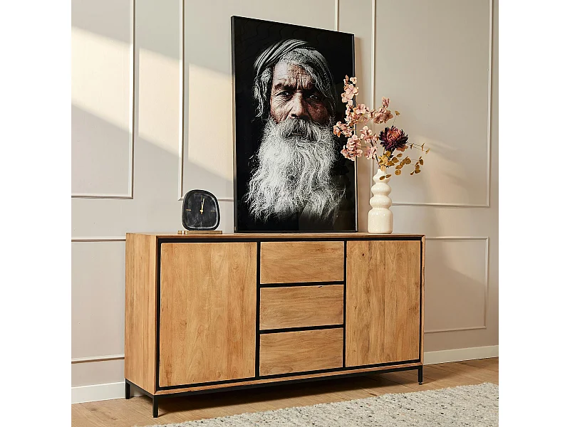 Buffet bois cadre noir 2 portes UVEA