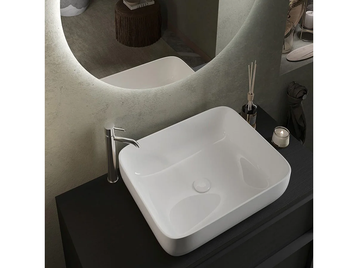 Meuble Vasque 79cm suspendu 2 tiroirs aspect bois noir - TERAS