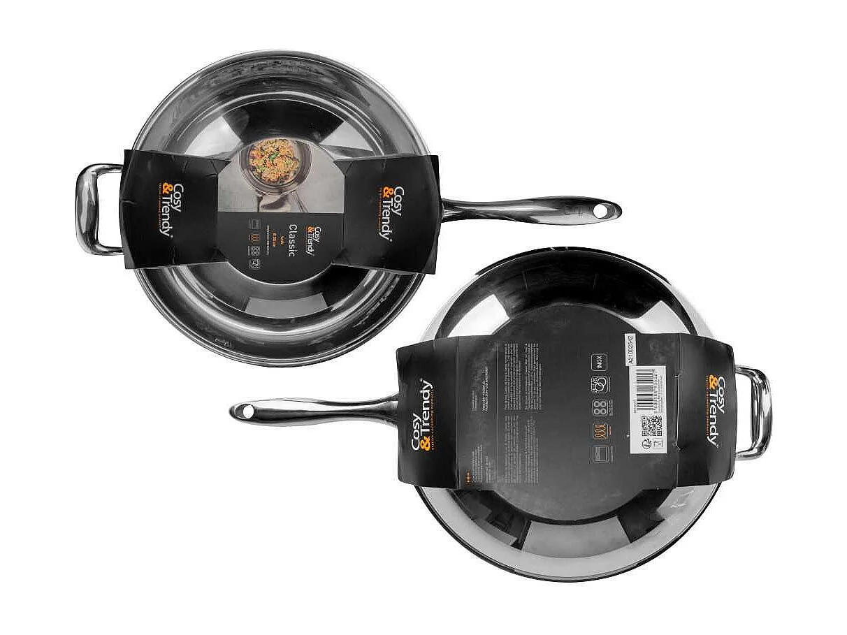 Wok COSY & TRENDY Classic inox 30 cm, alle warmtebronnen inclusief inductie, ingekapselde aluminium bodem