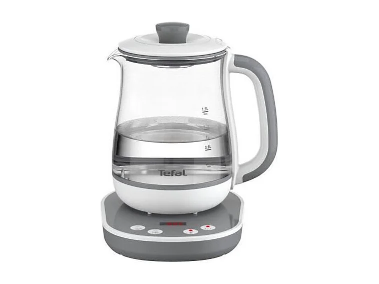 Machine à thé en verre 1,5 L, 8 réglages, panier à thé amovible inox