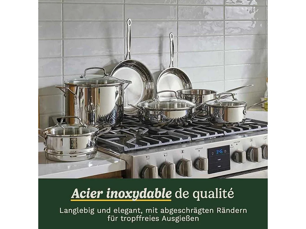 Batterie de cuisine - Tous feux dont induction - CUISINART - 77-11G - Acier inoxydable - 11 pieces